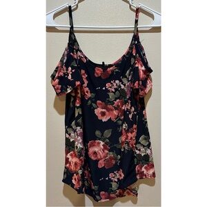 Say Anything Women’s Cold Shoulder Floral Blouse‎ Size Large
